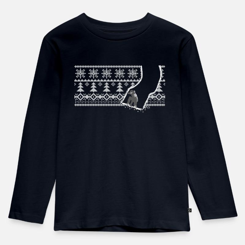 Snowboard Winter - Kinder Premium Bio Langarmshirt - Navy
