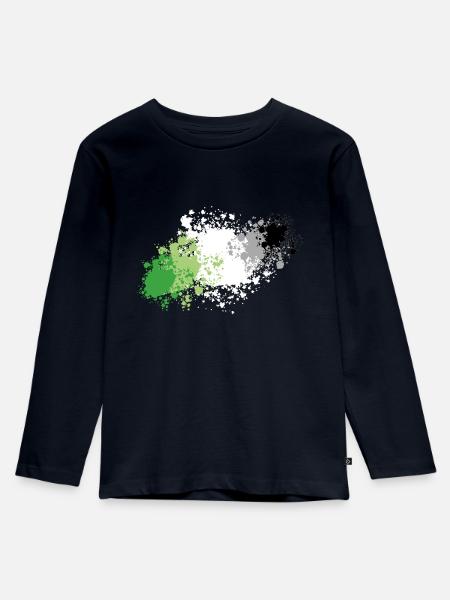 Aromantisch Pride Kleckse - Kinder Premium Bio Langarmshirt - Navy