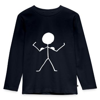 Strichmännchen - Kinder Premium Bio Langarmshirt - Navy - Vorne - AI Model Kid Female (0cm)