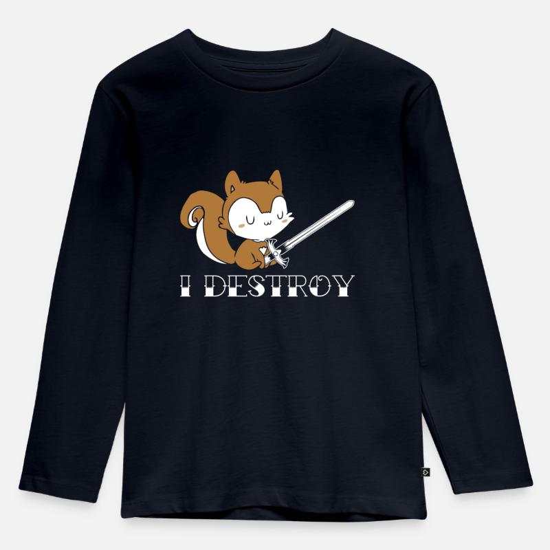 Ich zerstöre - Kinder Premium Bio Langarmshirt - Navy