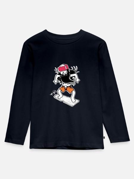 Hippie Surfer (dunkler Hintergrund) - Kinder Premium Bio Langarmshirt - Navy