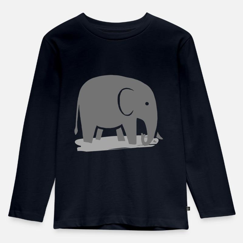 Elefant - Kinder Premium Bio Langarmshirt - Navy