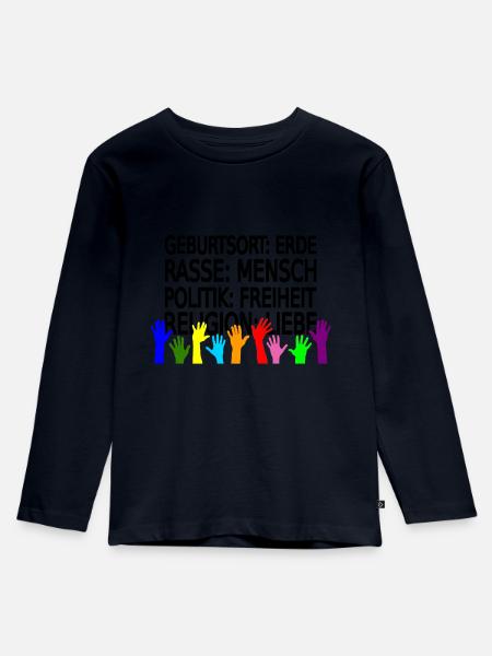 Gegen Rassismus - Kinder Premium Bio Langarmshirt - Navy