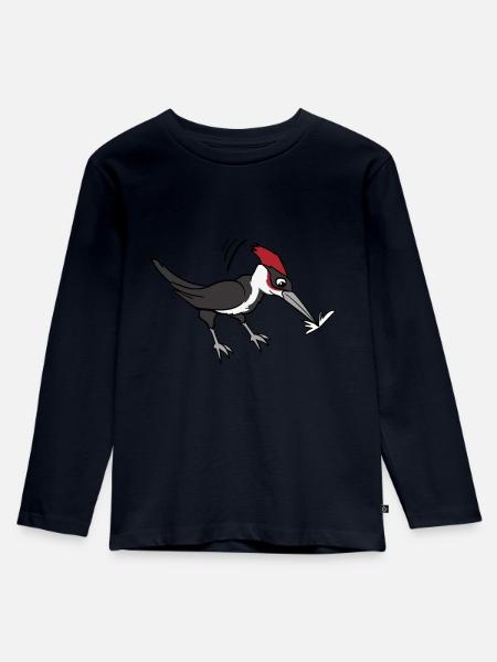 Specht Vogel Vögel - Kinder Premium Bio Langarmshirt - Navy
