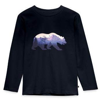 Bear silhouette with background - Kids' Premium Longsleeve Shirt - navy - Front - AI Model Kid Female (0cm)