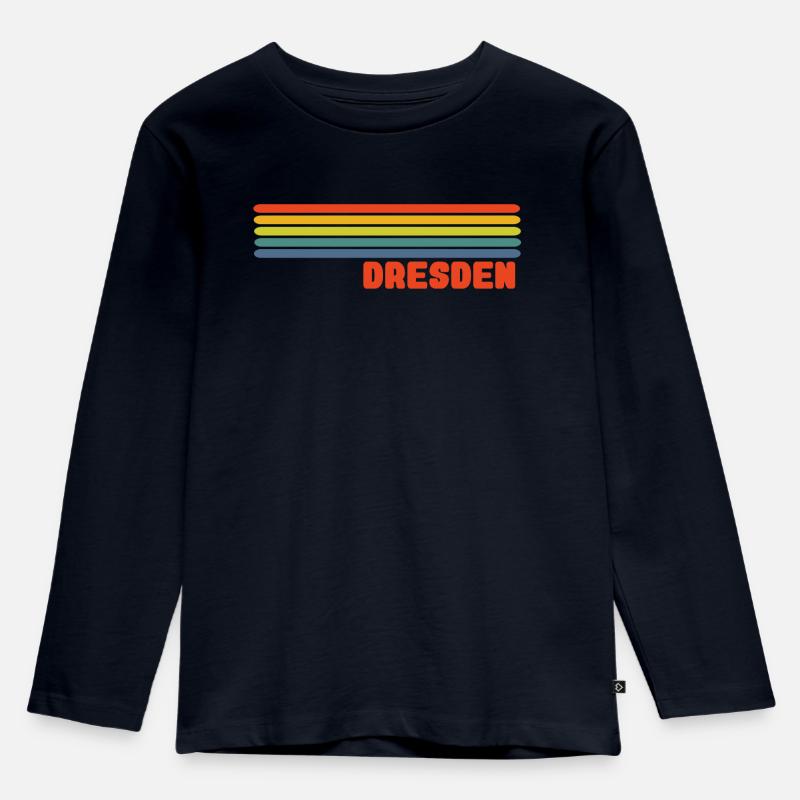 Dresden - Kinder Premium Bio Langarmshirt - Navy