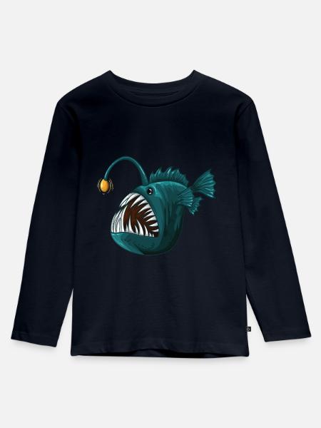 Anglerfisch Tiefsee - Kinder Premium Bio Langarmshirt - Navy
