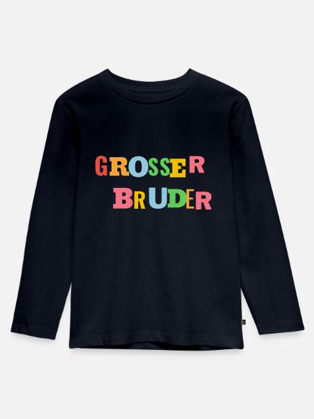 Großer Bruder - Kinder Premium Bio Langarmshirt - Navy