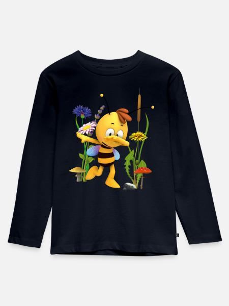 Biene Maja Willi Dabbing - Kinder Premium Bio Langarmshirt - Navy