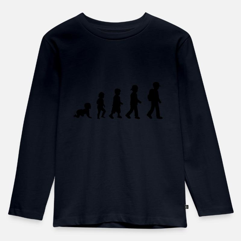 Evolution Schulkind Junge - Kinder Premium Bio Langarmshirt - Navy