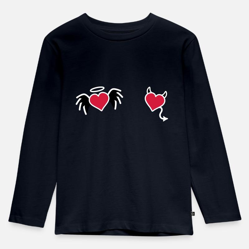Cuore angelo diavolo - Maglia a maniche lunghe ecologica premium per bambini - blu navy