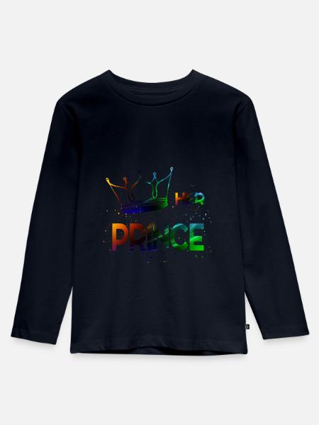 Her Prince - Kinder Premium Bio Langarmshirt - Navy