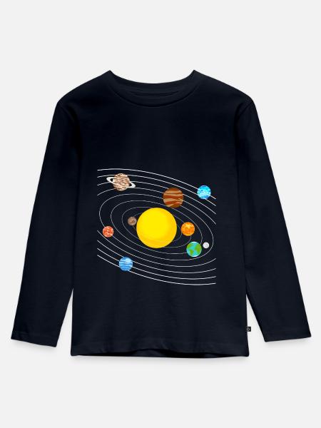 Sonnensystem - Kinder Premium Bio Langarmshirt - Navy