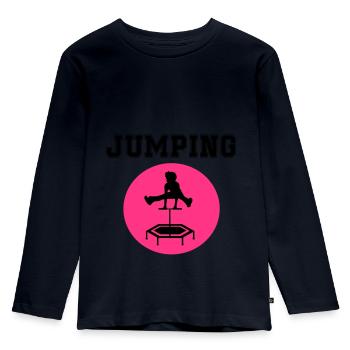 jumping trampoline girl jumping jump gift - Kids' Premium Longsleeve Shirt - navy - Front - AI Model Kid Female (0cm)