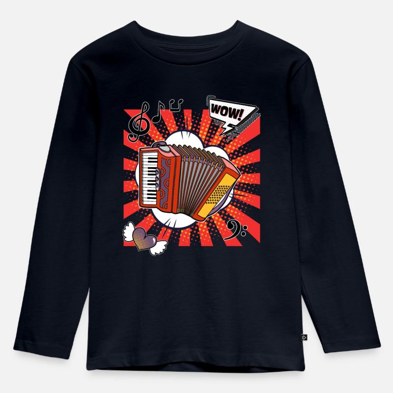 Cooles Akkordeon im Comic style - Kinder Premium Bio Langarmshirt - Navy