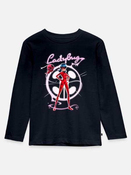 Miraculous Ladybug Mit Tikki - Kinder Premium Bio Langarmshirt - Navy
