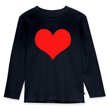 Ein rotes Herz - Kinder Premium Bio Langarmshirt - Navy - Vorne - AI Model Kid Female (0cm)