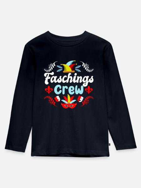 Faschings Crew | Karneval Kostüm - Kinder Premium Bio Langarmshirt - Navy