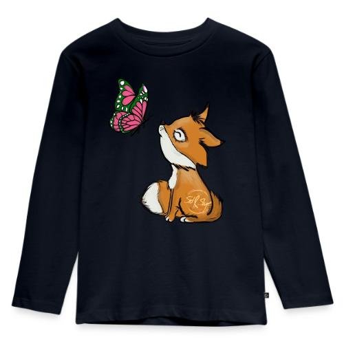 Volpe e farfalla - Design per bambini e neonati - Maglia a maniche lunghe ecologica premium per bambini