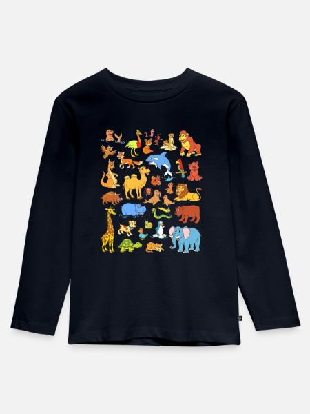 Tiere - Kinder Premium Bio Langarmshirt - Navy