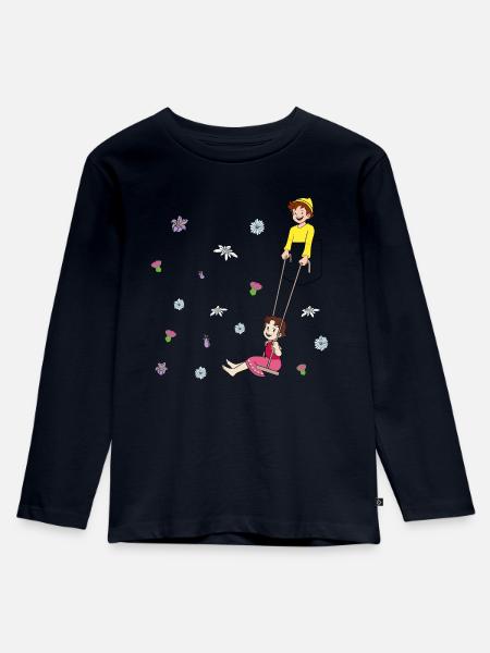 Heidi Schaukelt Mit Peter - Kinder Premium Bio Langarmshirt - Navy