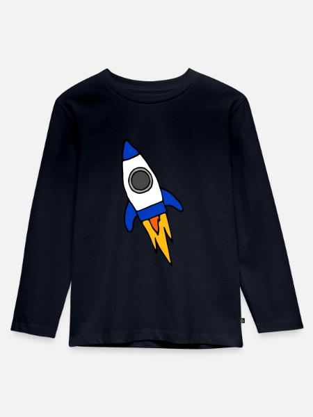 Blaue Rakete Comic - Kinder Premium Bio Langarmshirt - Navy