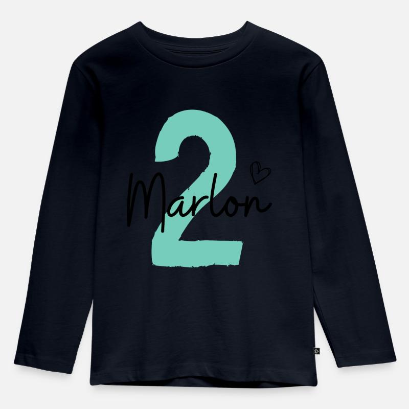 Marlon 2 - Kinder Premium Bio Langarmshirt - Navy