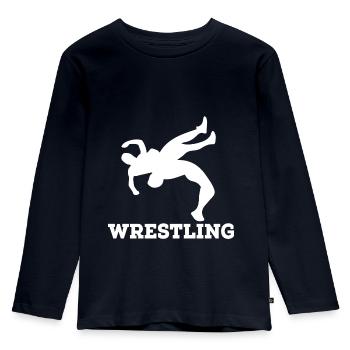 wrestling - Kinder Premium Bio Langarmshirt - Navy - Vorne - AI Model Kid Female (0cm)