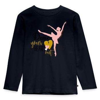 Find me in Paris Dance your heart out Spruch - Kinder Premium Bio Langarmshirt - Navy - Vorne - AI Model Kid Female (0cm)