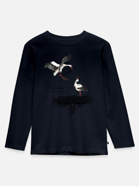 Weißstörche am Nest - Kinder Premium Bio Langarmshirt - Navy