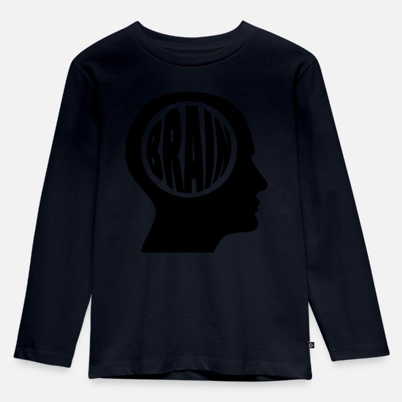 Brain in einem Kopf - Kinder Premium Bio Langarmshirt - Navy