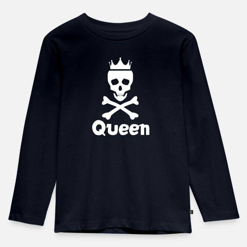 Queen - Kinder Premium Bio Langarmshirt - Navy