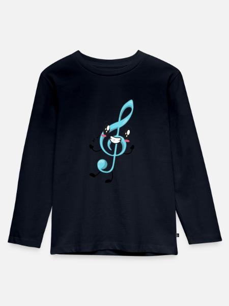 Violinschlüssel Musik Musiker - Kinder Premium Bio Langarmshirt - Navy