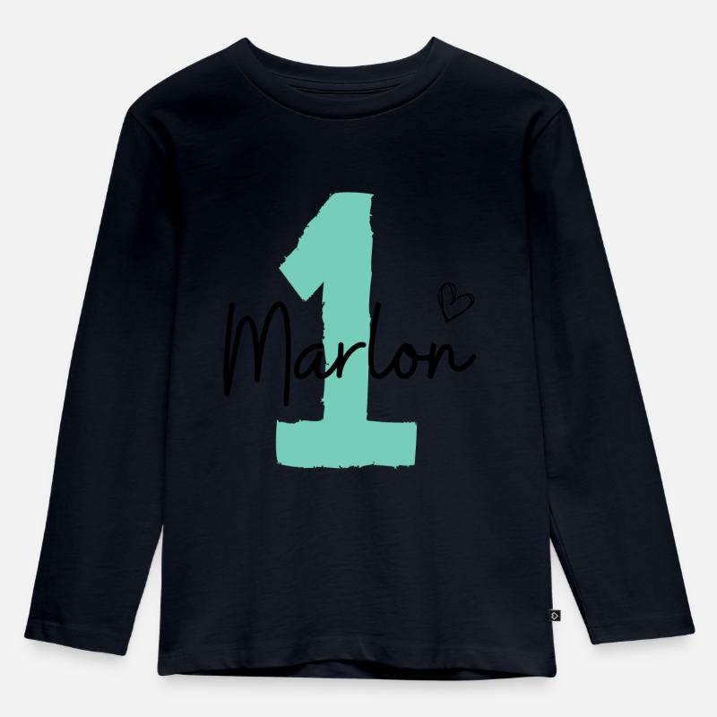 Marlon - Kinder Premium Bio Langarmshirt - Navy