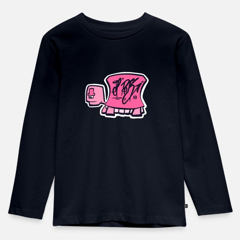 Tag turtle / Pink Schildkröte Logo - Kinder Premium Bio Langarmshirt - Navy