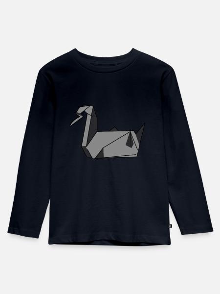 Kran - Kinder Premium Bio Langarmshirt - Navy