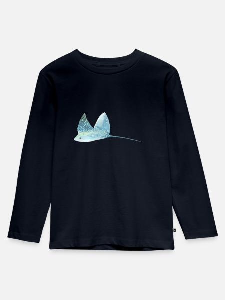Rochen - Kinder Premium Bio Langarmshirt - Navy