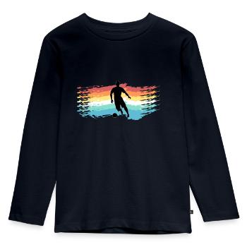 Fussball - Kinder Premium Bio Langarmshirt - Navy - Vorne - AI Model Kid Female (0cm)