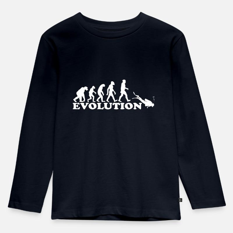 Evolution Tauchen Taucher Tauchsport Geschenk idee - Kinder Premium Bio Langarmshirt - Navy