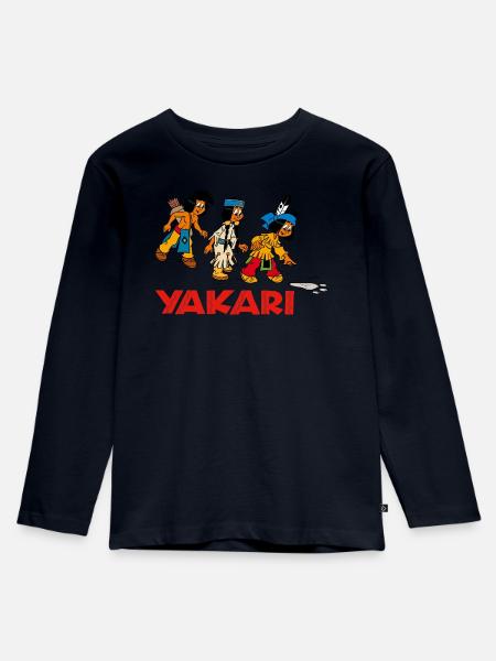 Yakari auf Fährtensuche - Kinder Premium Bio Langarmshirt - Navy