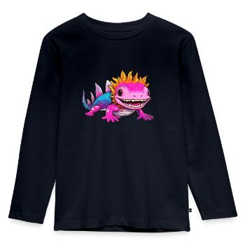Axolotl - Kinder Premium Bio Langarmshirt - Navy - Vorne - AI Model Kid Female (0cm)