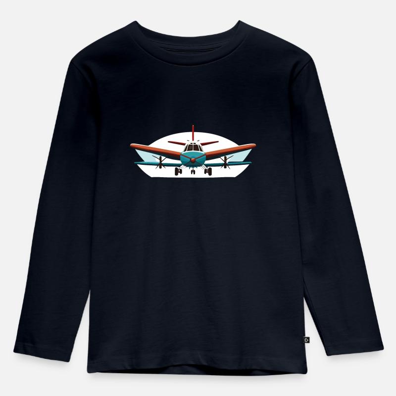 Moderner Doppeldecker - Kinder Premium Bio Langarmshirt - Navy
