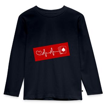 Card Poker Pulse Heart Love - T-shirt manches longues Premium Enfant - bleu marine - Devant - AI Model Kid Female (0cm)