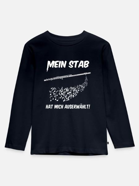 Querflöte - auserwählt - Kinder Premium Bio Langarmshirt - Navy