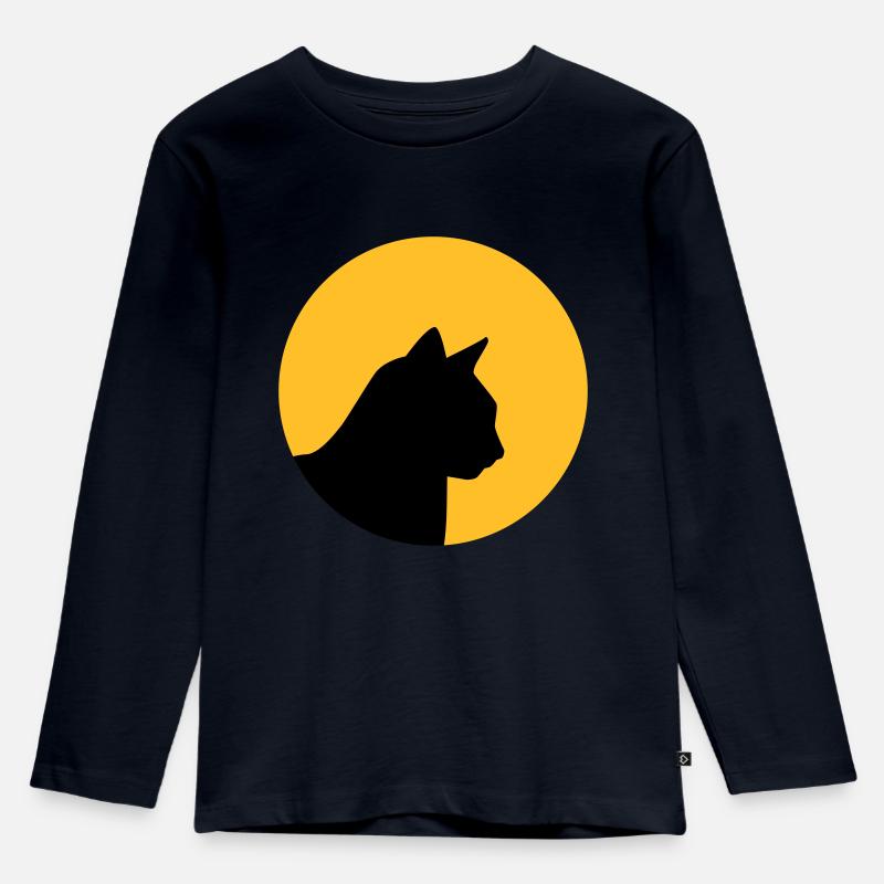 Katze - Kinder Premium Bio Langarmshirt - Navy