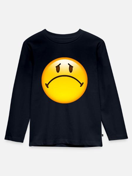 Smiley Sad - Kinder Premium Bio Langarmshirt - Navy