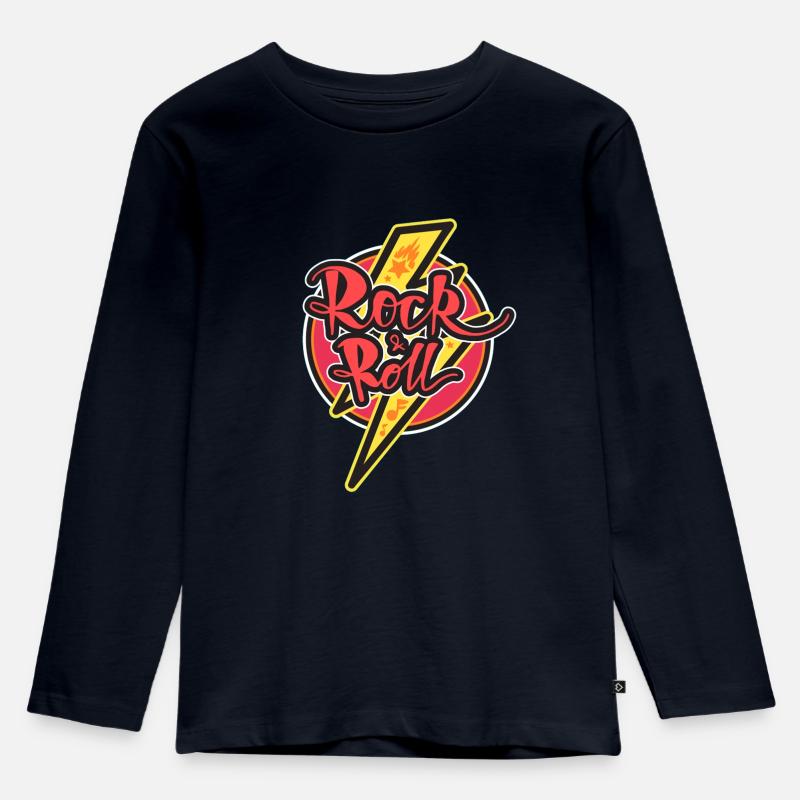 rock roll - Maglia a maniche lunghe ecologica premium per bambini - blu navy