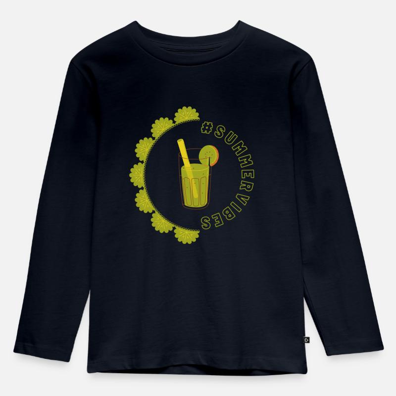 Summer vibes - Kiwi Design - Kinder Premium Bio Langarmshirt - Navy