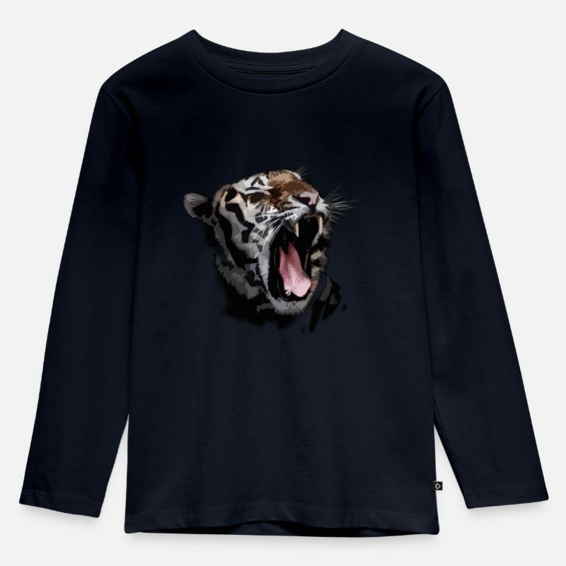 Tiger, ein wildes Tier - Kinder Premium Bio Langarmshirt - Navy