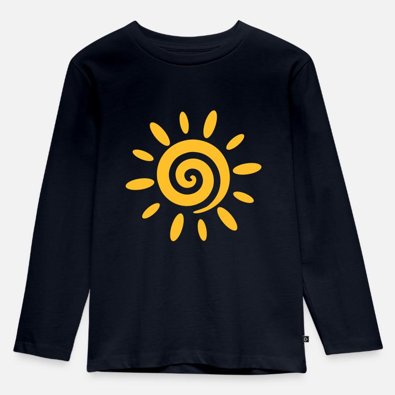 Sonne - Kinder Premium Bio Langarmshirt - Navy